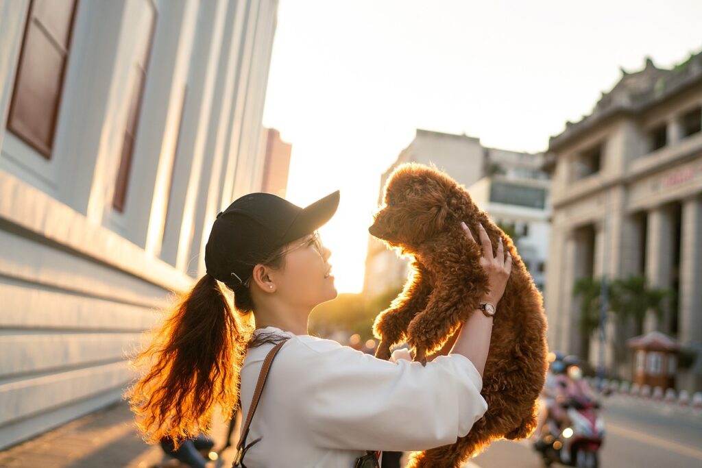 woman and dog